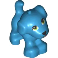 Dark Azure Dog, Friends Style, Puppy, Standing with Lime Eyes, Black Nose and Metallic Pink Tongue P