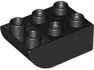 Black Duplo, Brick 2 x 3 Slope Curved Inverted