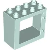 Light Aqua Duplo Door / Window Frame 2 x 4 x 3 Flat Front Surface, Completely Open Back