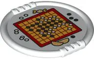 White Duplo Utensil Disk with Bright Light Orange and Red Go Boardgame, Fruit Slices, and Candy Patt
