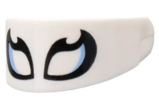 White Minifigure, Visor Standard with Black Outline Eyes and Bright Light Blue Highlights Pattern