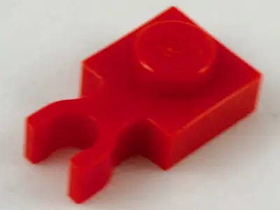 Red Plate, Modified 1 x 1 with U Clip Thin (Vertical Grip)