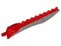 Red Hero Factory Weapon, Saw with Molded Flat Silver Sword Blade Pattern