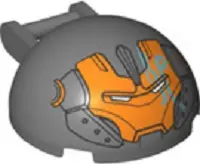 Dark Bluish Gray Windscreen 4 x 4 x 1 2/3 Canopy Half Sphere with Bar Handle and Orange Iron Man Fac