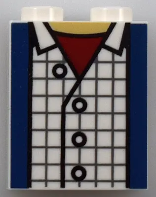 White Brick 1 x 2 x 2 with Inside Stud Holder with Blue Stripes, White Plaid Shirt and Dark Red Unde