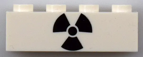 White Brick 1 x 4 with Black Radiation Symbol Pattern