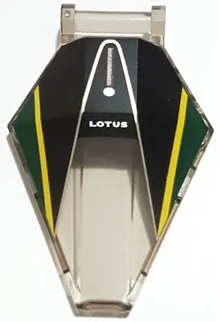 Trans-Brown Windscreen 6 x 4 x 1 Hexagonal with Bar Handle with 'LOTUS', Silver and Yellow Lines, Bl