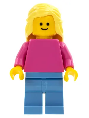 Plain Dark Pink Torso with Dark Pink Arms, Medium Blue Legs, Bright Light Yellow Female Hair Mid-Len