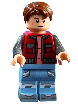 Marty McFly - Red Jacket with Pockets, Dark Bluish Gray Arms