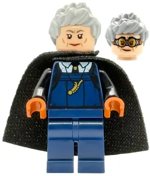 Madam Rolanda Hooch - Dark Blue Outfit with Large Whistle, Light Nougat Head, Black Spongy Cape
