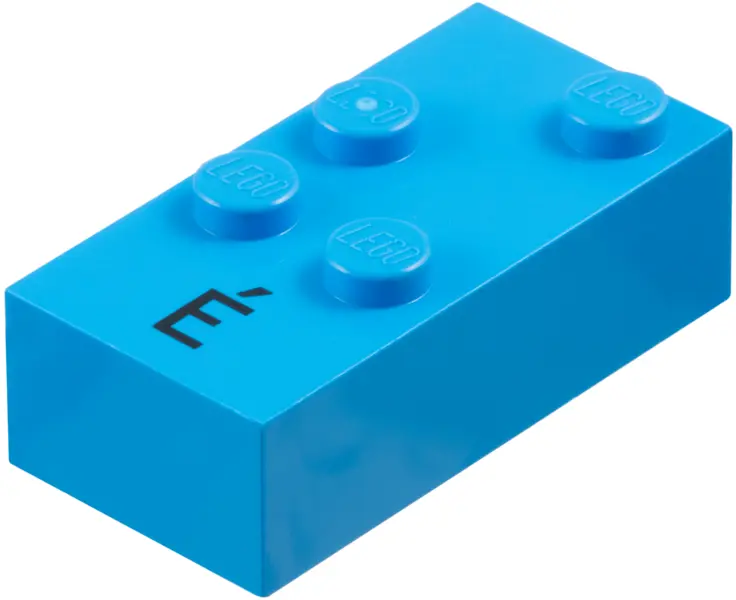 Azure Brick, Braille 2 x 4 with 4 Studs with Black Capital Letter E with Acute (É) Pattern (dots-234