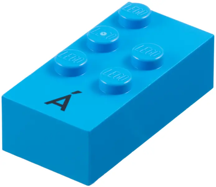 Azure Brick, Braille 2 x 4 with 5 Studs with Black Capital Letter A with Acute (Á) Pattern (dots-123