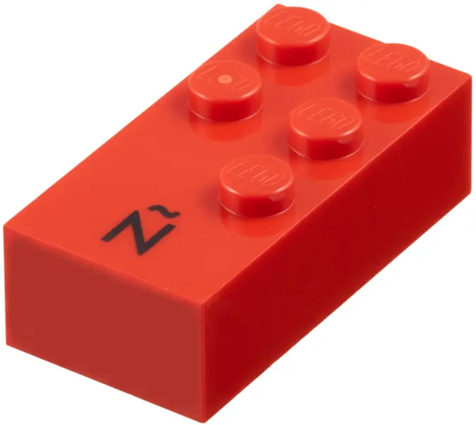 Brick, Braille 2 x 4 with 5 Studs with Black Capital Letter N with Tilde (Ñ) Pattern (dots-12456 ⠻) 