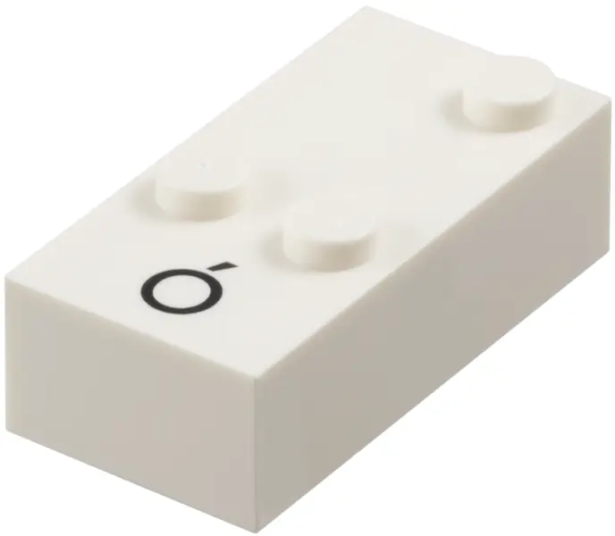 Brick, Braille 2 x 4 with 3 Studs with Black Capital Letter O with Acute (Ó) Pattern (dots-346 ⠬) (S