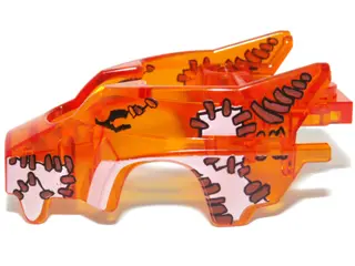 Trans-Orange Flywheel Fairing Wolf Shape with White Patches and Brown Stitches Pattern