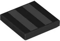 Black Tile 2 x 2 with 2 Dark Bluish Gray Stripes / Rectangles Pattern