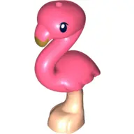 Coral Bird, Flamingo, Friends Style with Molded Light Nougat Legs and Printed Black Eyes and Gold Be