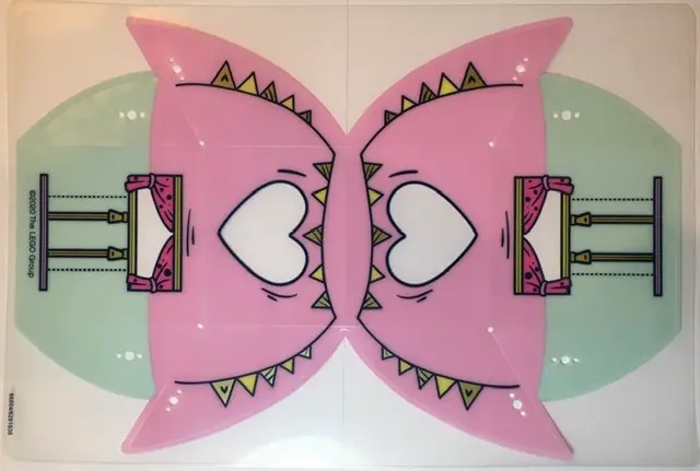 Plastic Tent with Bright Pink Top and Light Aqua Bottom with Banner, Windows, Zippers, and Heart Pat