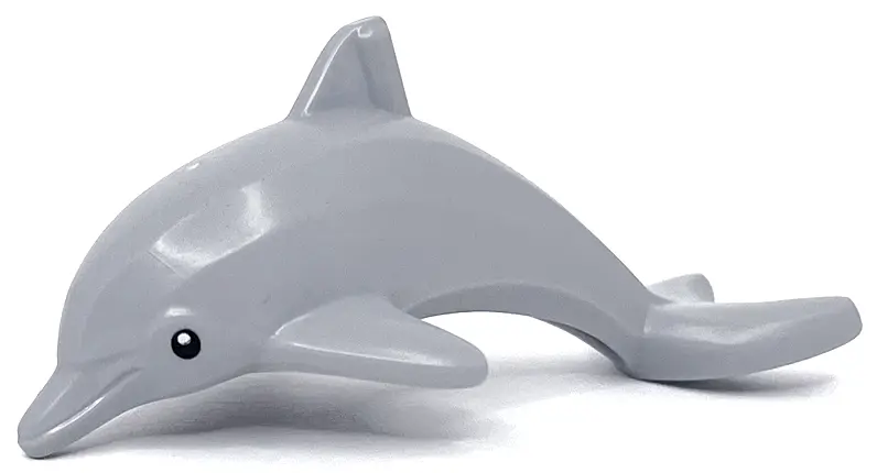 Light Bluish Gray Dolphin, Jumping with Bottom Axle Holder with Black Eyes and White Pupils Pattern
