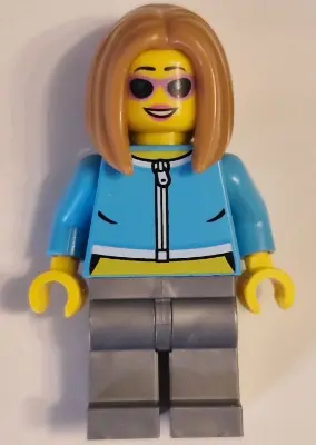 Apartment Building Resident - Female, Medium Azure Crop Top Jacket, Flat Silver Legs, Medium Nougat 