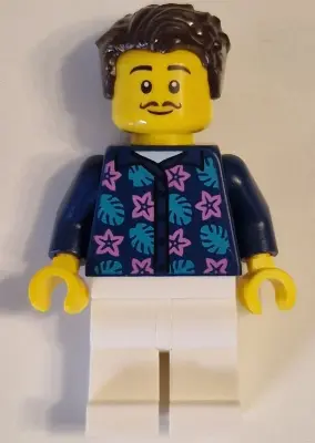 Apartment Building Resident - Male, Dark Blue Jacket with Flowers and Leaves, White Legs, Dark Brown