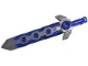 Trans-Dark Blue Minifigure, Weapon Sword, Long with Molded Flexible Rubber Flat Silver Tip and Angul