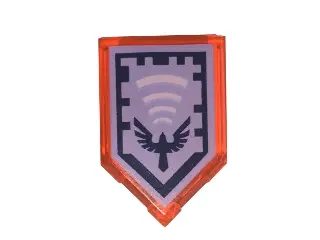Trans-Neon Orange Tile, Modified 2 x 3 Pentagonal with Nexo Power Shield Pattern - Hawk Holler