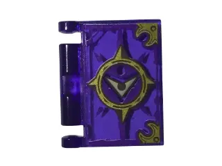 Trans-Purple Minifigure, Utensil Book Cover with Gold Circle with Spikes, Tan Chevron, Dark Purple H