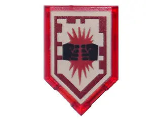 Trans-Red Tile, Modified 2 x 3 Pentagonal with Nexo Power Shield Pattern - Charging Attack