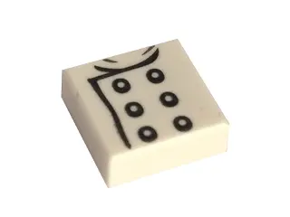 White Tile 1 x 1 with Chef Jacket Pattern