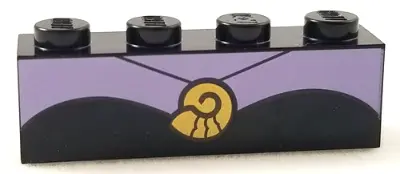 Black Brick 1 x 4 with Strapless Dress, Lavender Neckline and Shell Necklace Pattern