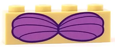 Tan Brick 1 x 4 with Violet Bikini Shell Bra Top Pattern