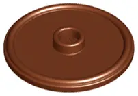 Reddish Brown Minifigure, Shield Circular / Round Rimmed Face with Stud