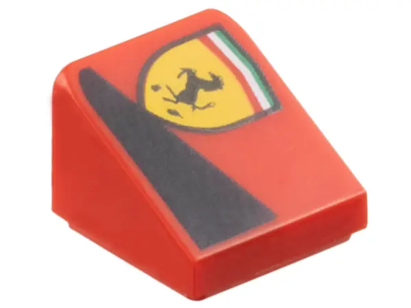 Red Slope 30 1 x 1 x 2/3 with Ferrari Logo and Black Triangle Pattern Model Right Side