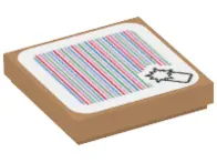 Medium Nougat Tile 2 x 2 with Super Mario Scanner Code Springboard Pattern (Sticker) - Set 71400