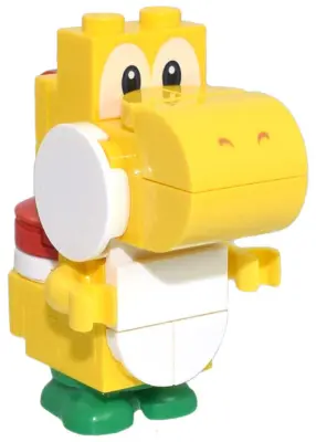 Yellow Yoshi - White Tile, Round 1 x 1 Quarter on Front