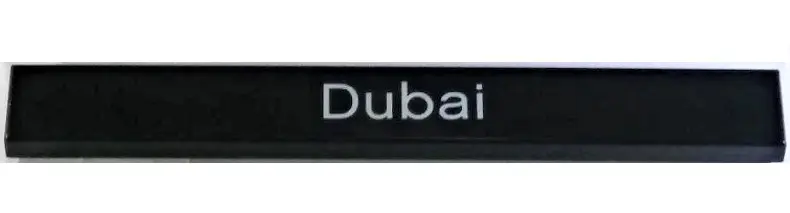 Black Tile 1 x 8 with 'Dubai' Pattern