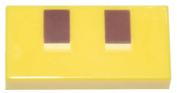 Yellow Tile 1 x 2 with Pixelated Reddish Brown and Bright Light Yellow Rectangles Pattern (Minecraft