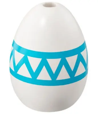 White Egg with Small Pin Hole with Medium Azure Lines and Zigzag Pattern