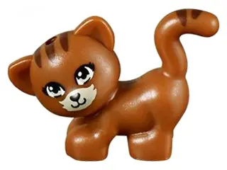 Dark Orange Cat, Friends Style, Standing and Looking Left with Tan Eyes and Muzzle, Black Nose and M