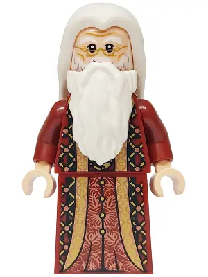 Dumbledore - Dark Red Robe with Gold Hem, White Hair