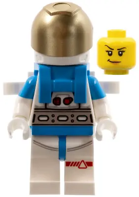 Lunar Research Astronaut - Female, White and Dark Azure Suit, White Helmet, Metallic Gold Visor, Bac