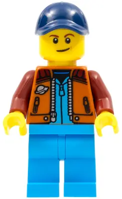 Lunar Research Astronaut - Male, Dark Orange Classic Space Jacket, Dark Azure Legs, Dark Blue Cap wi