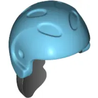 Black Mini Doll, Hair Combo, Hair with Hat, Ponytail with Molded Medium Azure Ski Helmet Pattern