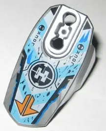 Flat Silver Hero Factory Armor with Ball Joint Socket - Size 5 with Orange Arrows, Blue and White Ch