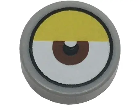 Light Bluish Gray Tile, Round 1 x 1 with White Eye with Centered Reddish Brown Iris and Partially Cl