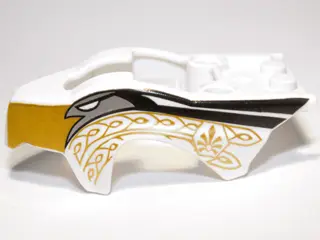 White Flywheel Fairing Bird Raptor Shape with Eagle and Gold Ornament Pattern