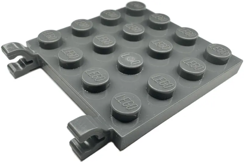 Dark Bluish Gray Plate, Modified 4 x 4 with 2 Clips (Horizontal Grip)