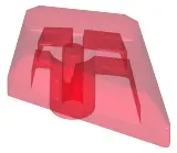 Trans-Red Tile, Modified 1 x 2 Diamond with Bar
