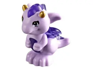 Lavender Dragon, Elves, Baby with Molded Trans-Purple Stomach, Spines, and Wings and Printed Gold Ho